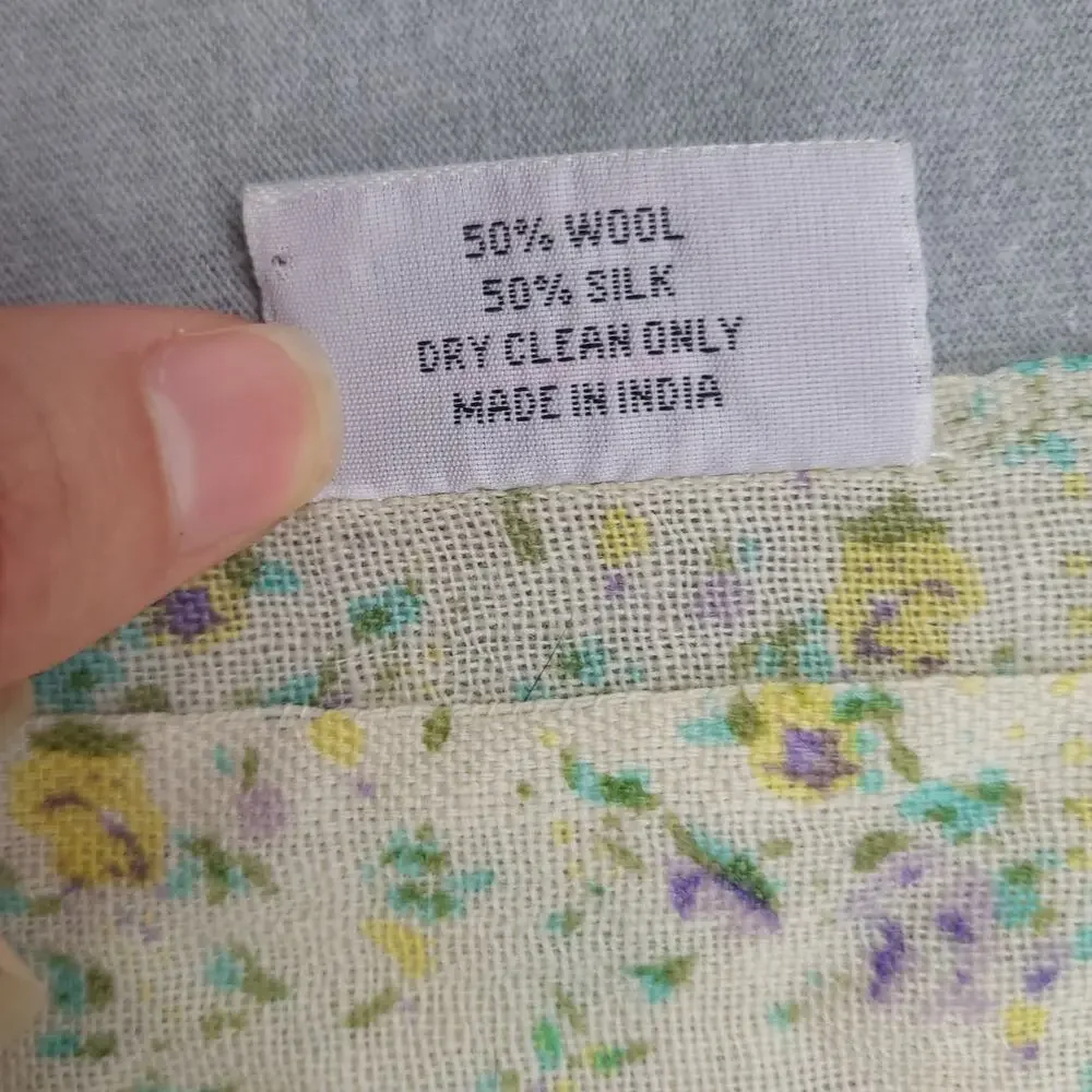 Vintage Lulla Collection By Bindya Silk & Wool Floral Scarf Blanket 72